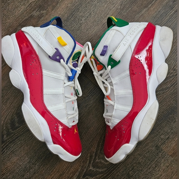 Jordan Athletic Shoes Red White with Multicolor Accents main image 9